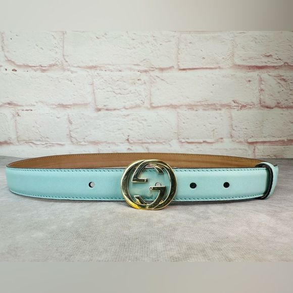 Gucci Accessories - Gucci Interlocking Gg Blue Leather Belt 85/34
